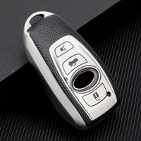 luxury leathertpu car key full case cover for subaru brz xv forester legacy outback 3 buttons protect shell holder accessories
