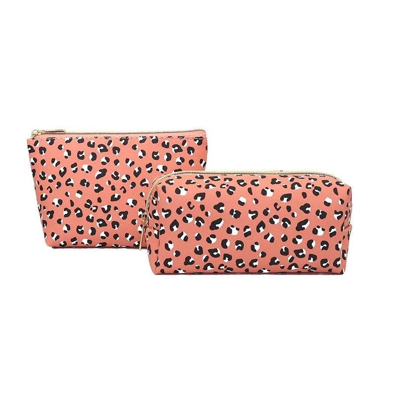 

Fashion Trend Leopard Printed Cosmetic Bag Travel Portable Makeup Organizer Pouch Wash Bag Toilet Bag Large Capacity Pencil Bag