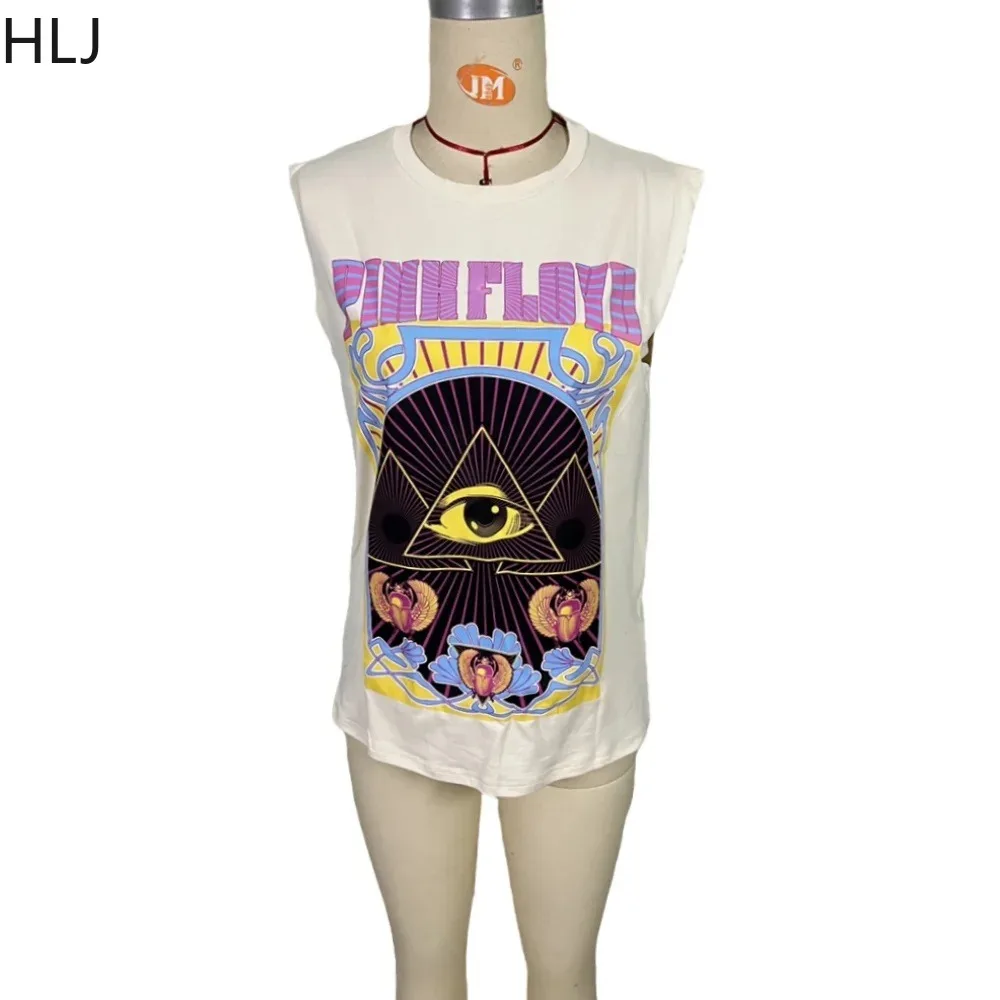 HLJ Мода Y2K Тенденция Уличная одежда Женские узорные футболки с круглым вырезом и