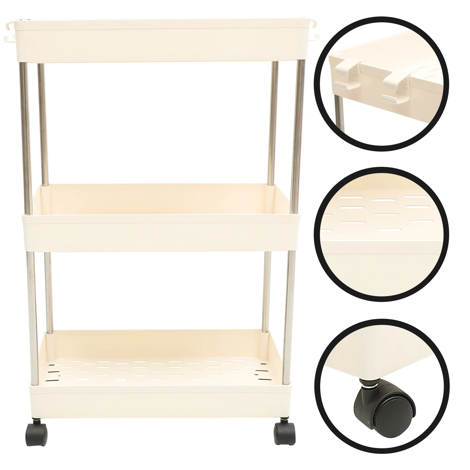 

Cart Rolling Storage Trolley Kitchen Rack Utility Bathroom Tier Laundry Multi Layer Mobile Movable Shelf3 Sundries