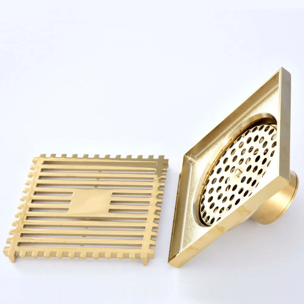 Латунный Слив для ванной комнаты золотого цвета с защитой от запаха и насекомых
