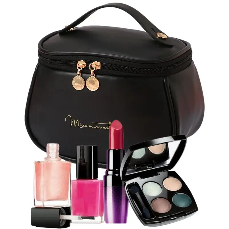 

Дорожная косметичка из искусственной кожи, водонепроницаемая косметика, женская сумка для туалетных принадлежностей многоразового исполь...