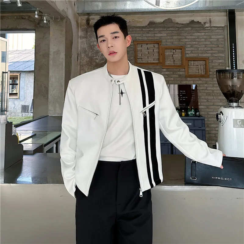 Мужская Асимметричная куртка на молнии с круглым вырезом