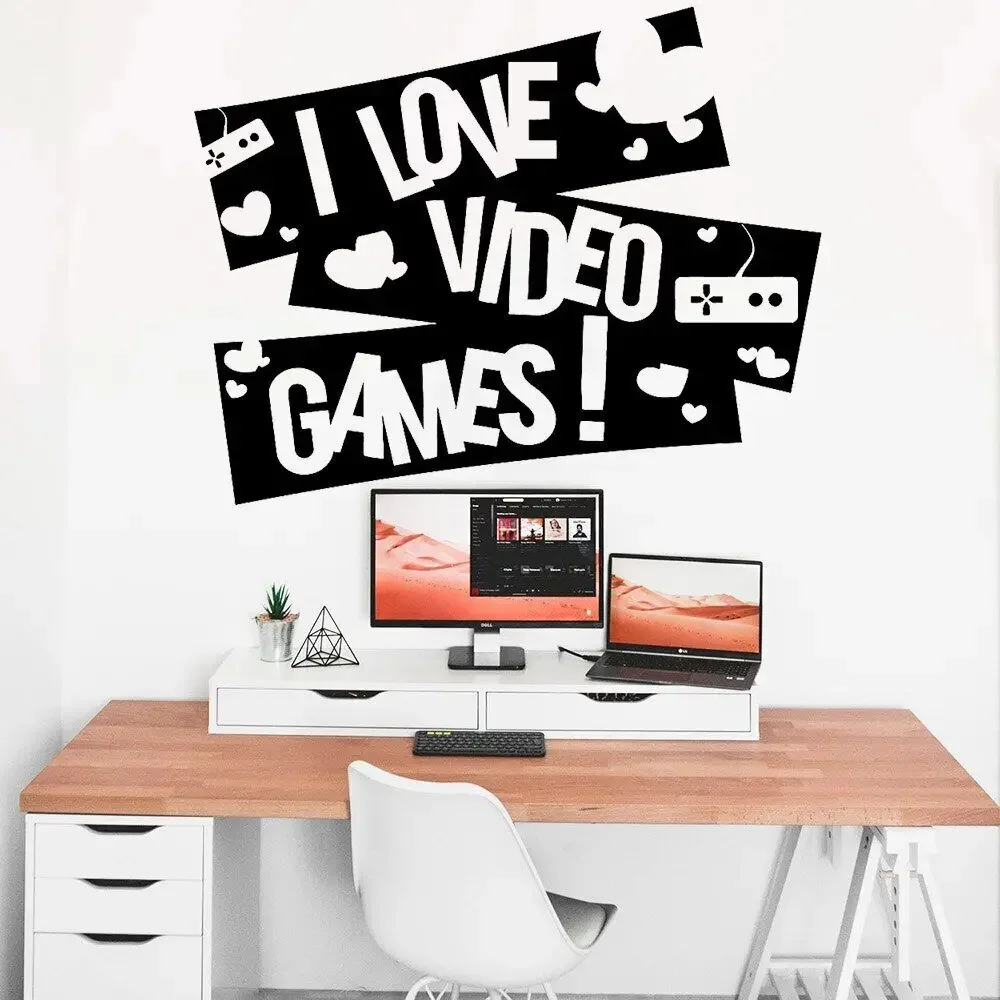 Я люблю видеоигры наклейка на стену игровая комната арт-декор геймер виниловая