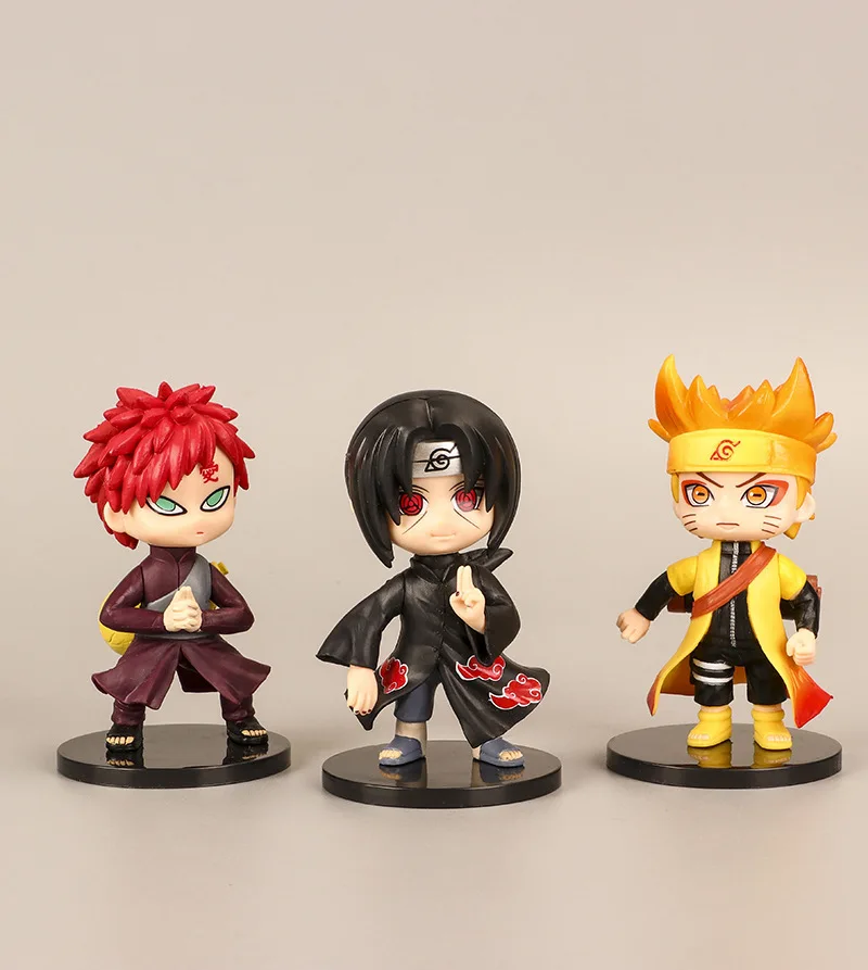 6 PCS Genuine Naruto Anime Figures Mini Q Version Kawaii Holiday GiftToys Model Toys For Children Fnaf Baby |