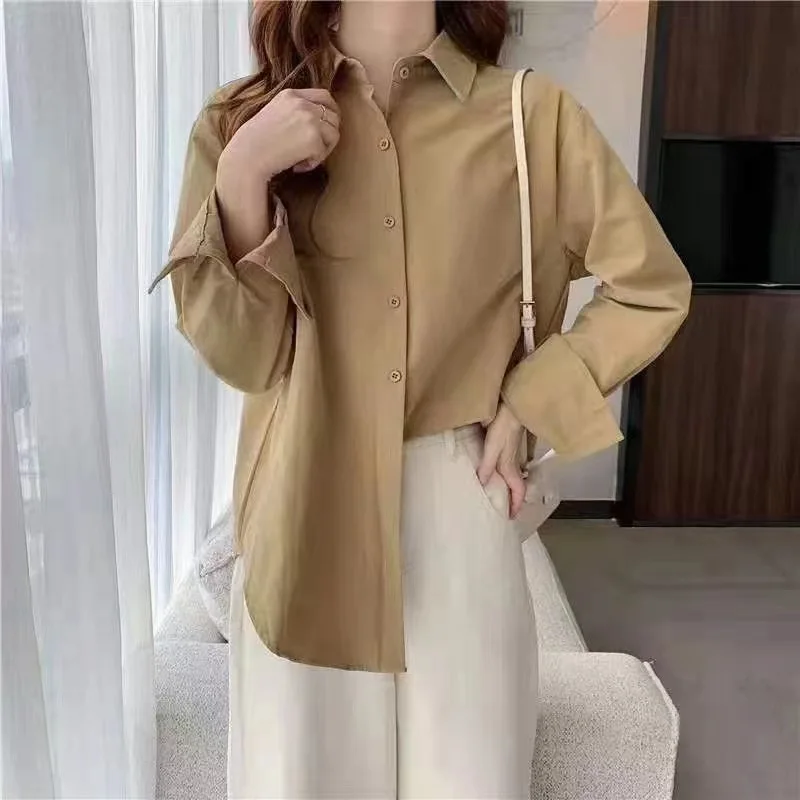 

Autumn and Winter New Vintage Shirt Women's Elegant Office Women's Shirt Y2k Korean Long Sleeve Large Splice Casual Top Women