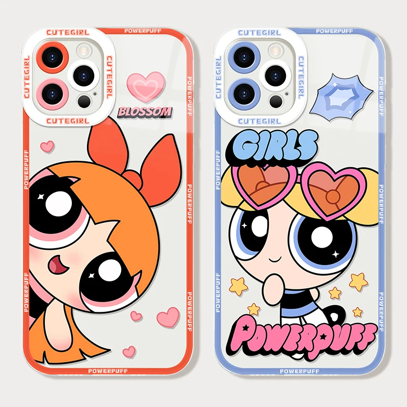 

Lovely Powerpuff Girls Soft TPU Case for iPhone 14 Pro Max 13 12 Mini 11 Pro XR XS X 8 7 6 6S Plus SE 2020 Clear Silicone Cover