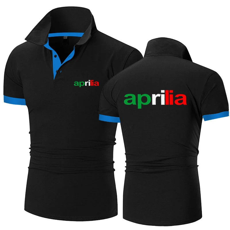 

2022 Nova Franca Verao da Motocicleta Aprilia impressao algodao de Alta qualidade Manga curta moda classica Casual Polo camisas