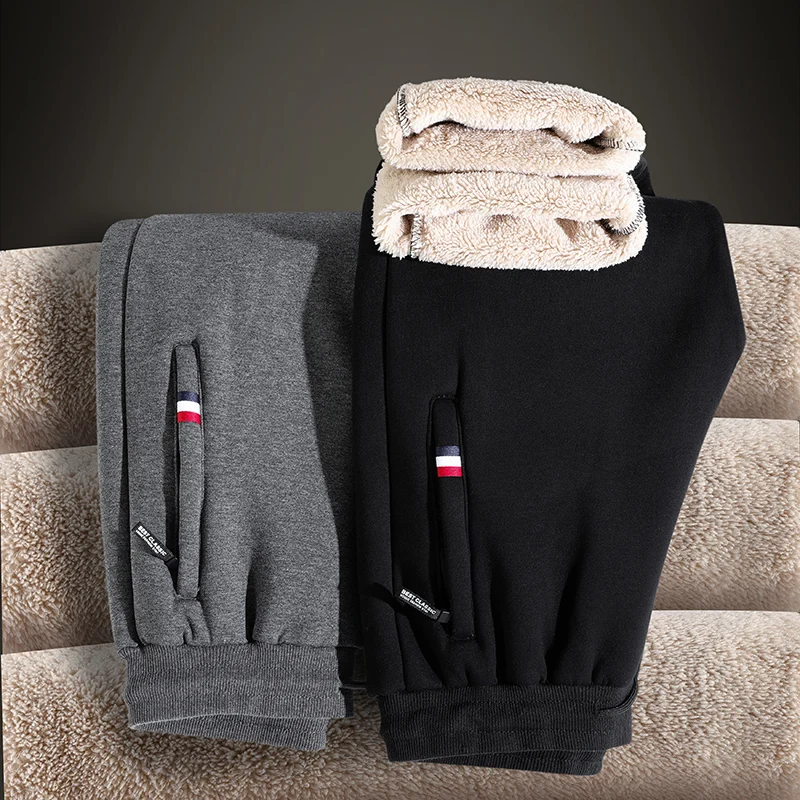 

Мужские кашемировые брюки, мужские утепленные спортивные брюки, зимние теплые кашемировые брюки из ягненка, свободные большие повседневные брюки