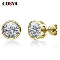 cosya round edging 0 51 carat d color s925 sterling silver moissanite earrings stud earrings for women bridal fine jewelry