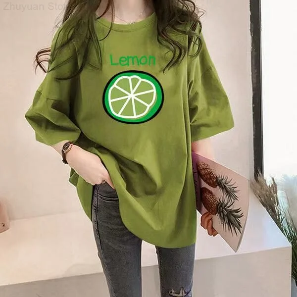 

Avocado Green Loose Bottomed Shirt Long Short Sleeve T-shirt women's Summer 2022 Fashion Dress women's T-shirt
