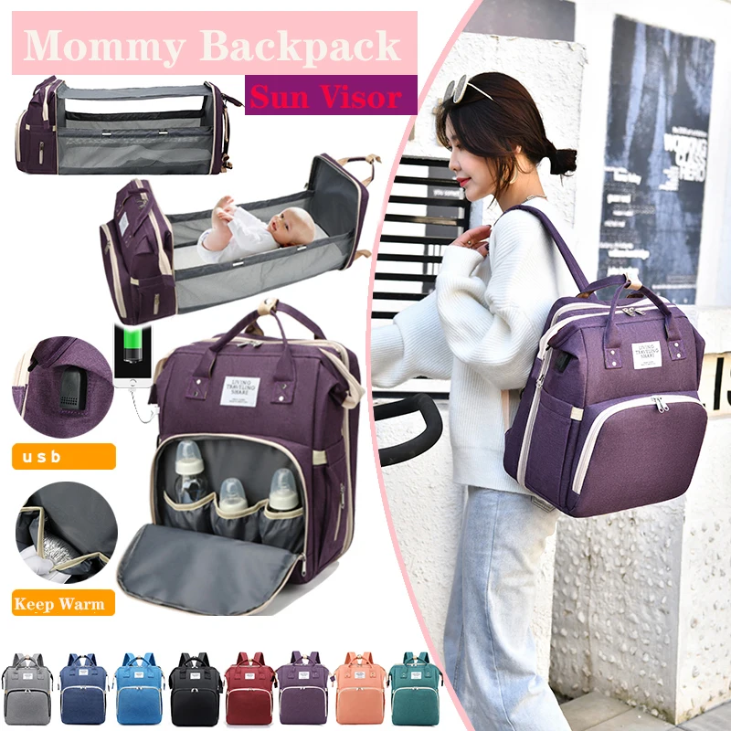 

Baby Nappy Changing Bags Changing Station Portable Baby Bed With USBTravel Bassinet Folding Crib Shade Cloth Changing Pad