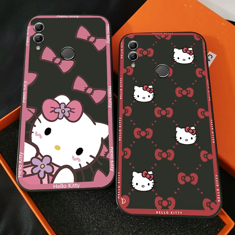 

MINISO Cartoon Hello Kitty Phone Case For Huawei Honor 7A 7X 8 8X 8C 9 V9 9A 9X 9 Lite 9X Lite Funda Carcasa Black