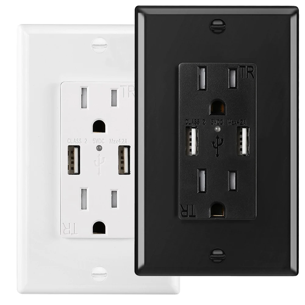 

Американские настенные розетки питания с USB-розетками, электрические пластины, быстрое зарядное устройство 5 В/А, стойкие к вскрытию жалюзи, ...