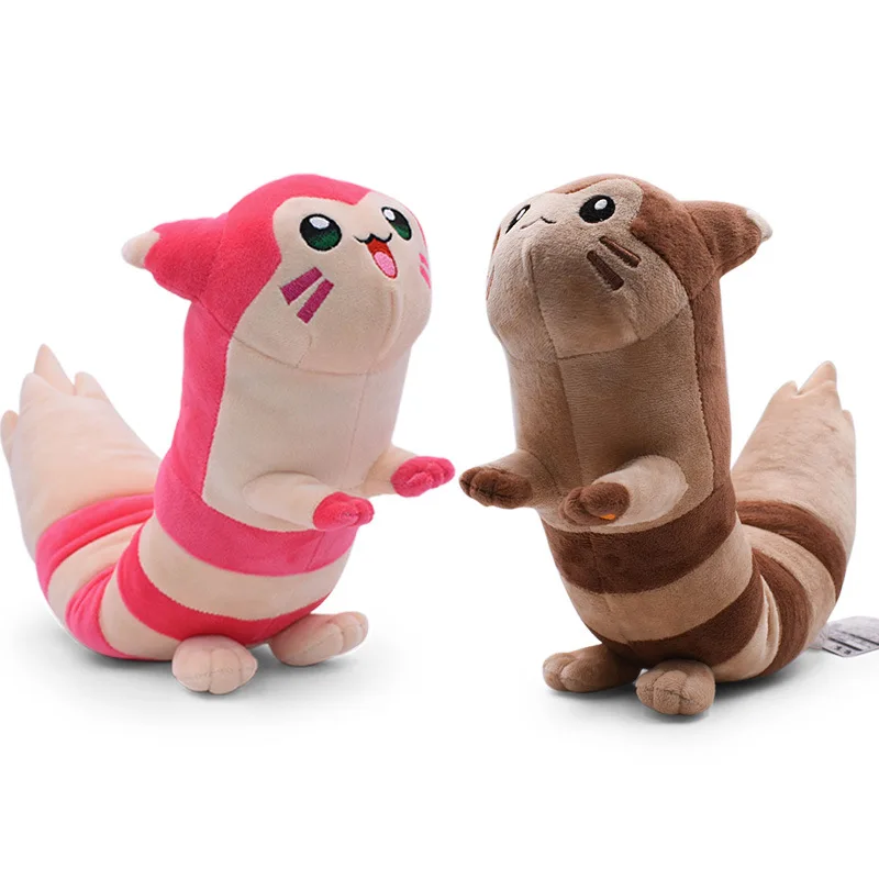 

45cm kawaii pokemon anime plush toy brown and pink Furret couple doll sofa pillow hobby collection xmas kids gift