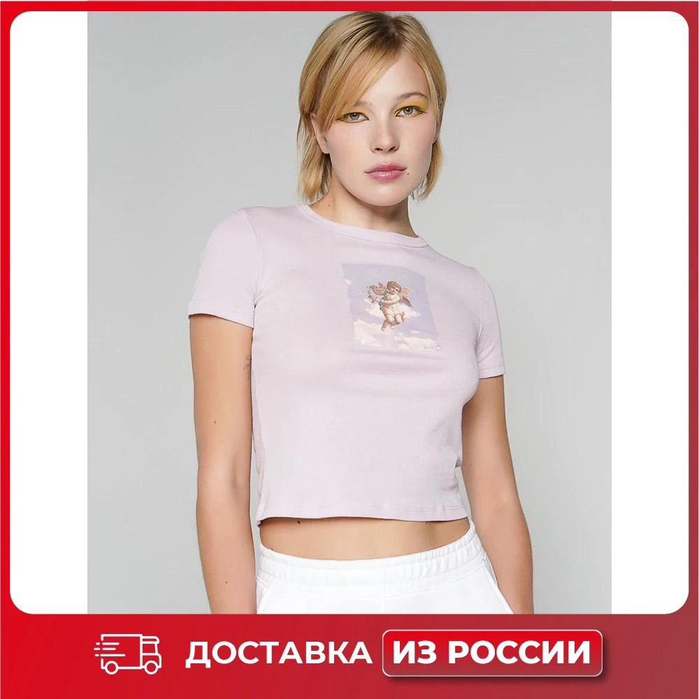  Футболка TBOE для женщины 100% хлопок светло-розовый 