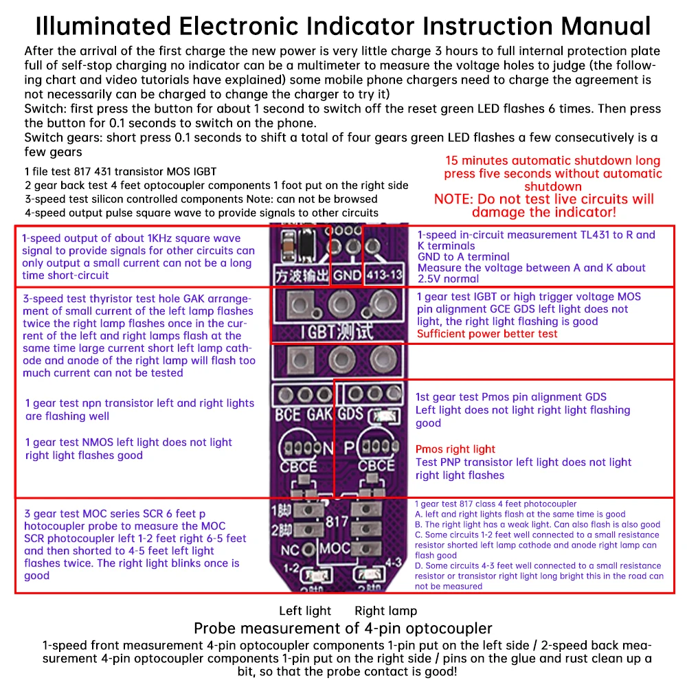 Тестер оптопары Инструмент обнаружения теста Оптопара Онлайн-тестовый модуль
