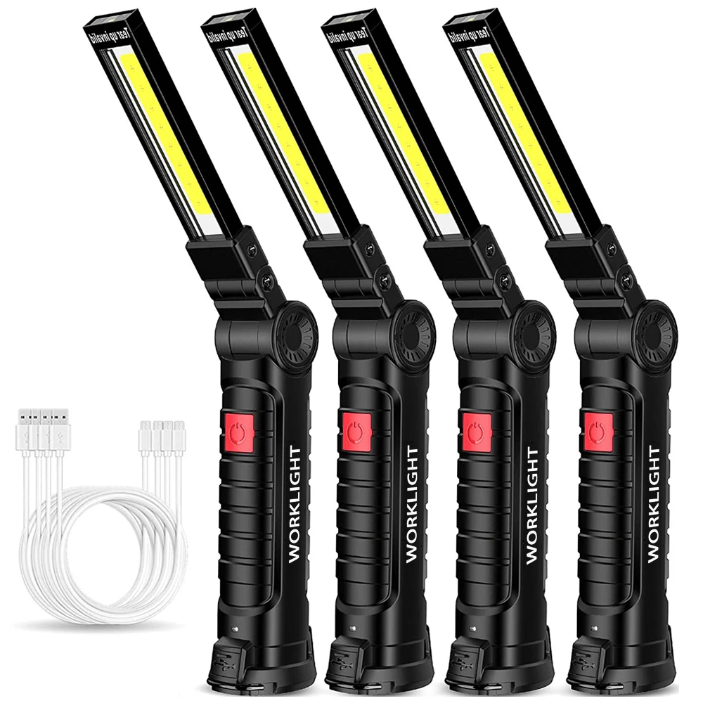 

LED portable USB rechargeable flashlight 5 gear dimming mode COB can be suitable for car maintenance camping