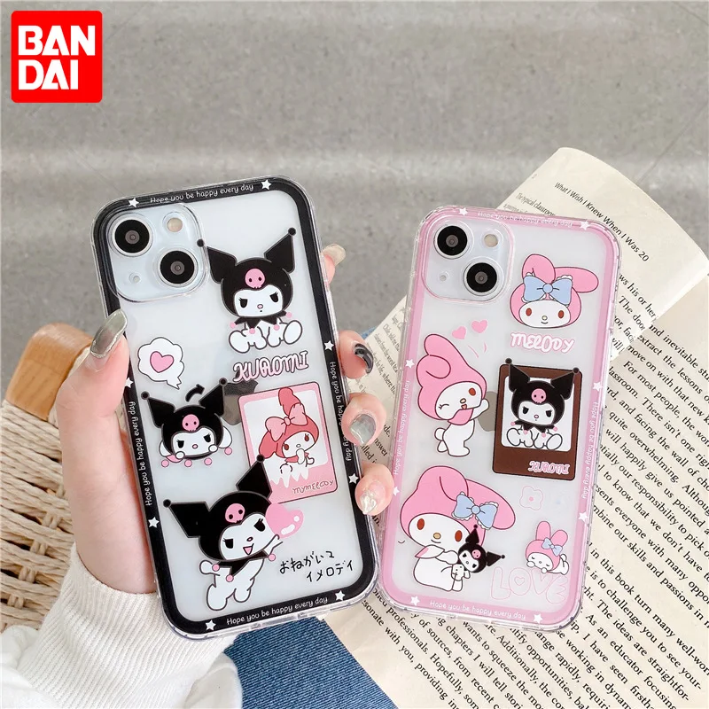 

Bandai Brand Cute Melody Kuromi Clear Silicon Phone Case For iPhone XR Xs Max 8Plus 11 12 13Mini 13 Pro Max Cover