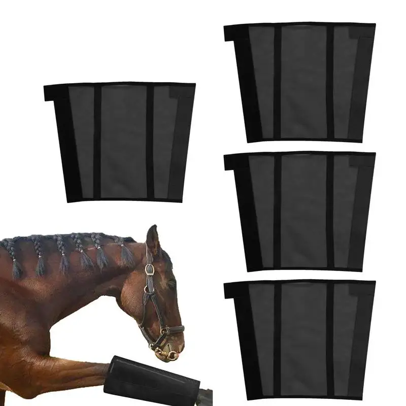 

Horse Fly Boots 4pcs Breathable Durable Fine Mesh Horse Leggings Horse Fly Boots For Competition Jumping Horse Racing And
