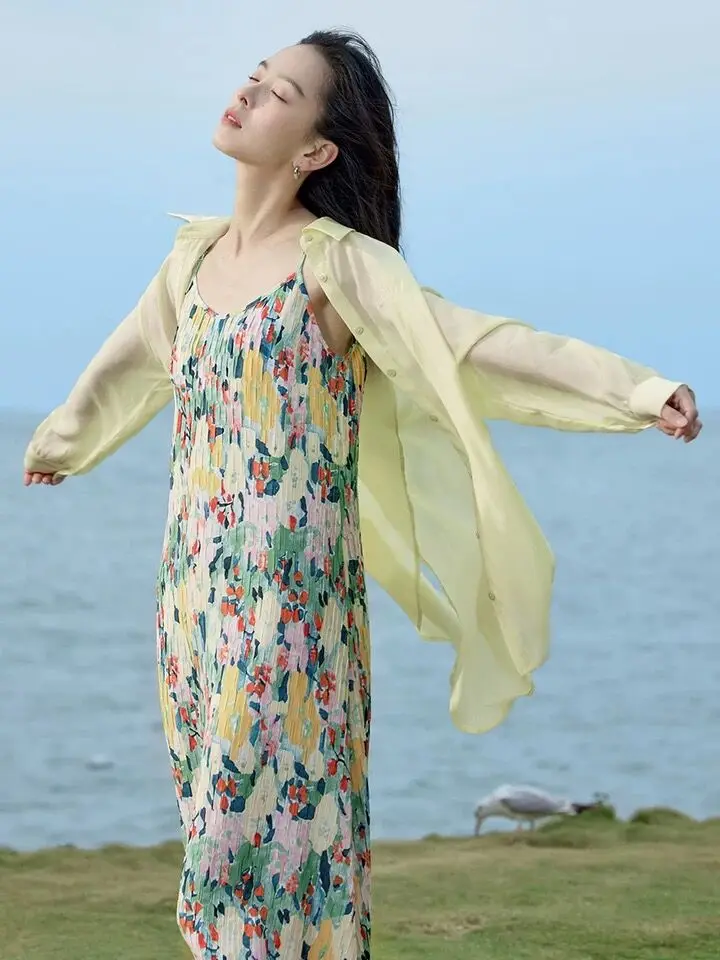 Korean Fashion Casual Outwear oversize Artificial silk Tops Blusas Mujer 2023 Spring/Summer New Soft Comfortable Sunscreen Shirt