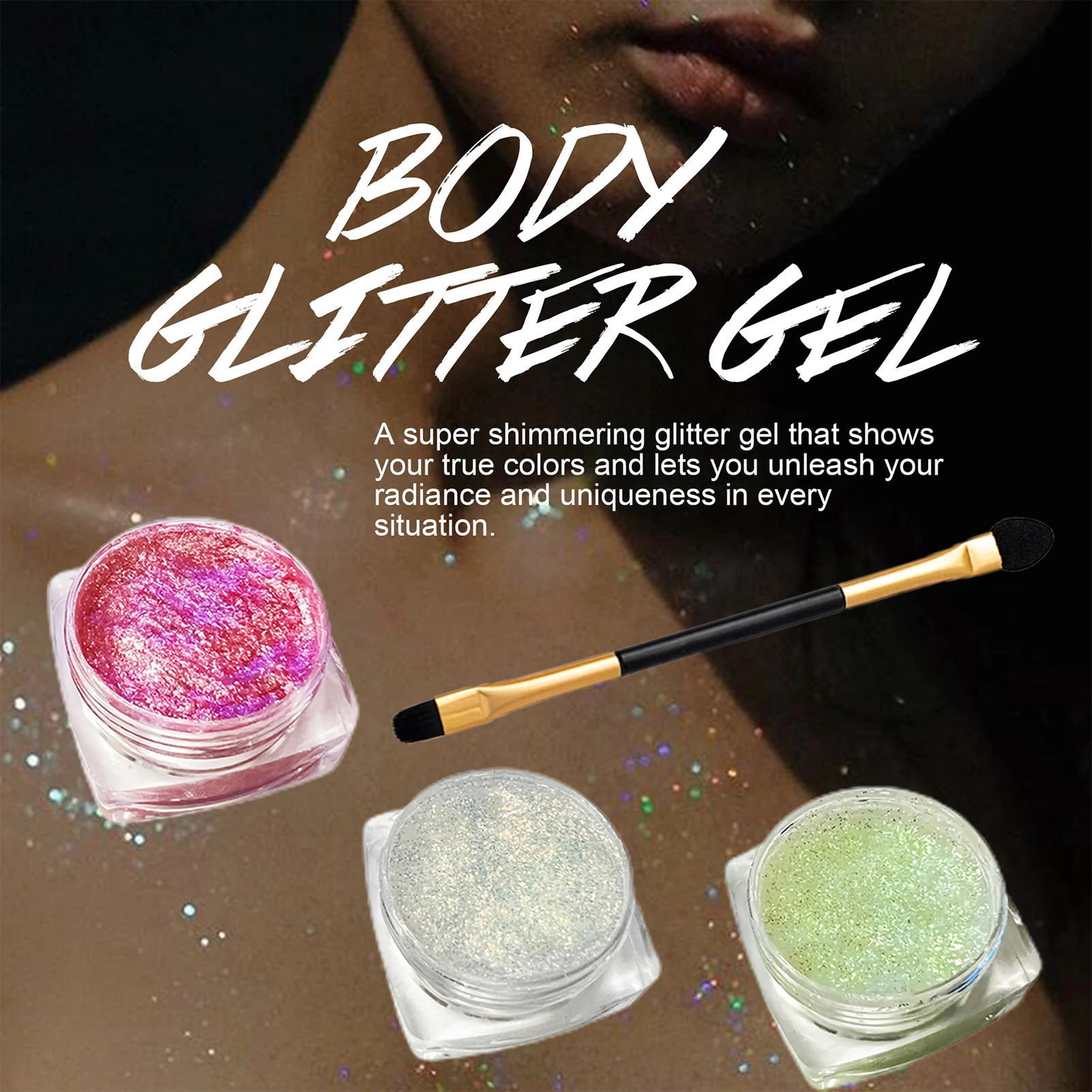 

3 Colors Face And Body Glitter Gel Waterproof Long-lasting Makeups Highlighting Liquid Shiny Beauty Cosmetics For Eyes Hair Nail