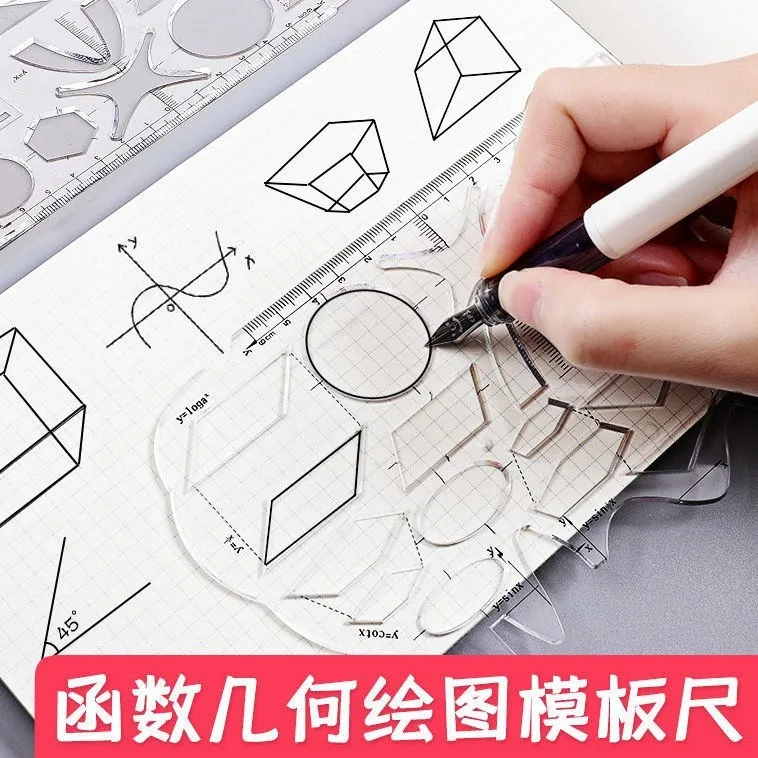 

Multifunctional Ruler Set For Geometric Graphics High School Mathematics Elementary School Students Drawing Template Ruler Drawi