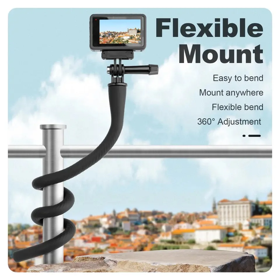 

TELESIN Mini Action Camera Mount Gear for Gopro Hero 9 10 11 Insta360 DJI Octopus Tripod Phone Holder Clip Stand Flexible Bend