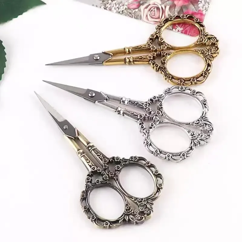 

European Vintage Tailor Small Scissors Handmade Scissors Classical Floral Design Stainless Steel Scissors Portable Small Scissor