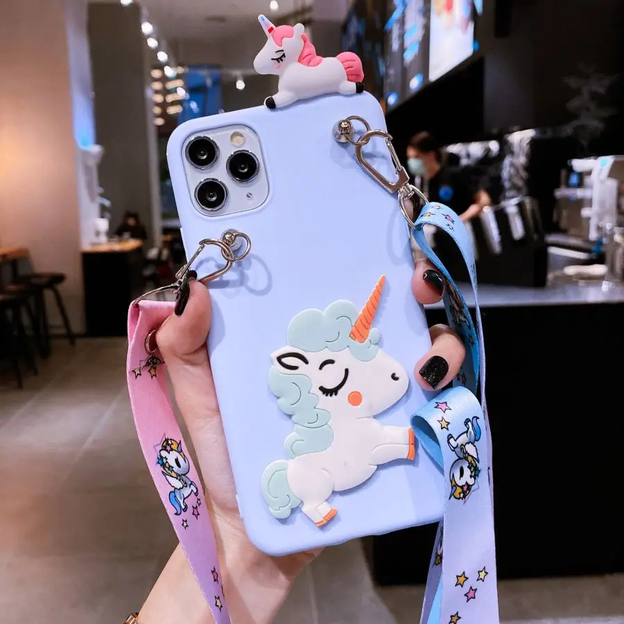 

Lanyard Silicone Cover For Samsung Galaxy M21 M31 A01 A21 A21S A11 A71 A51 A41 A31 A10S A20S A30S unicorn Soft Case Fundas Shell