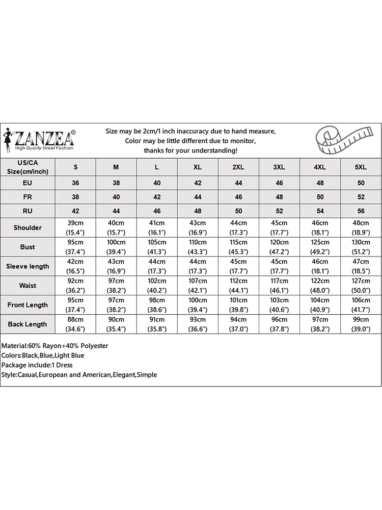 Женское однотонное джинсовое платье Zanzea с круглым вырезом и расклешенными