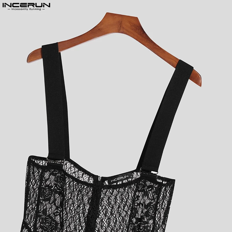 Comfortable Homewear Men's Sexy Leisure Lace Rompers Fashion Casual Style Male Hot Sale Sleeveless Bodysuits S-5XL INCERUN 2023