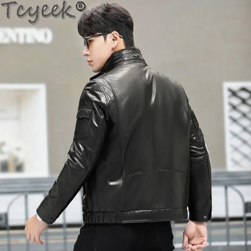 Tcyeek натуральная кожа пальто из козьей кожи зимняя мужская куртка теплая шуба