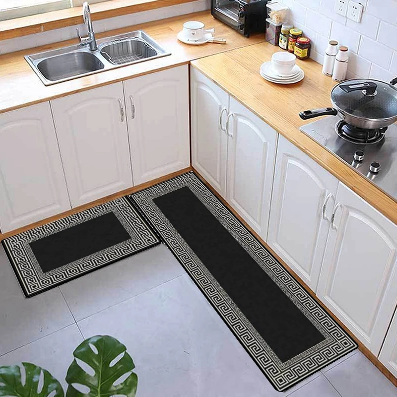 

Water Proof Kitchen Mat Anti-slip Carpet Geometric Entrance Doormat Long Area Rugs Soft Bedside Mats Absorbent Bath Rug