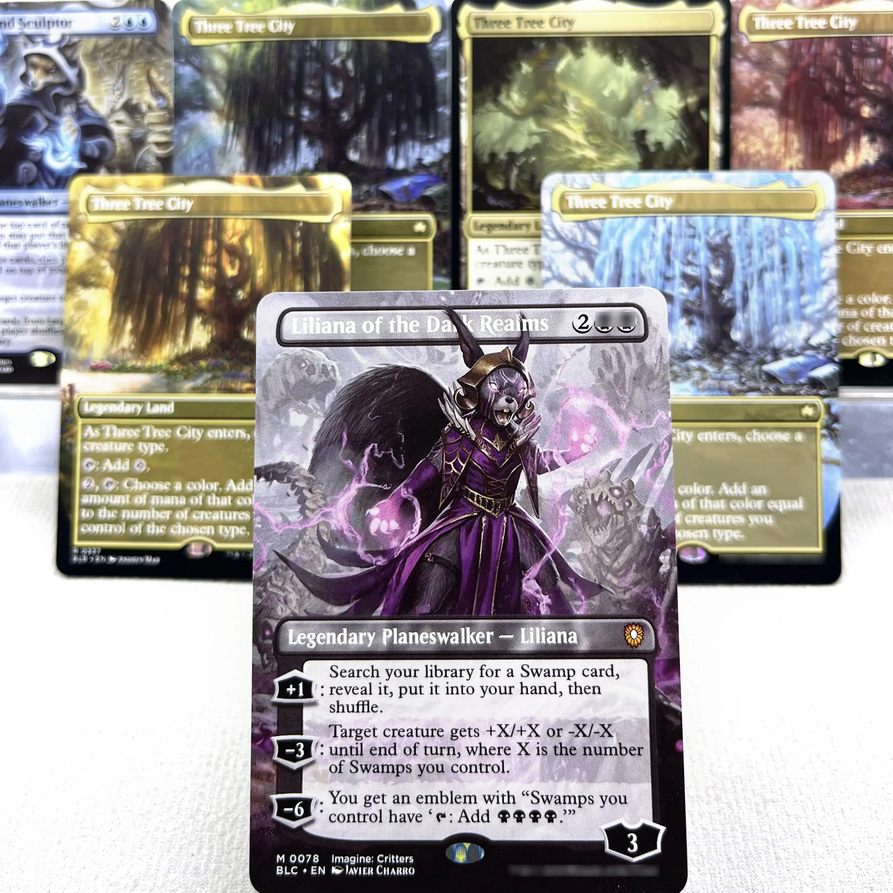 BLB BLC MH3 OTP HOLO7-I02 Карты Tcg Волшебный немецкий черный сердечник Три дерева Город Маха
