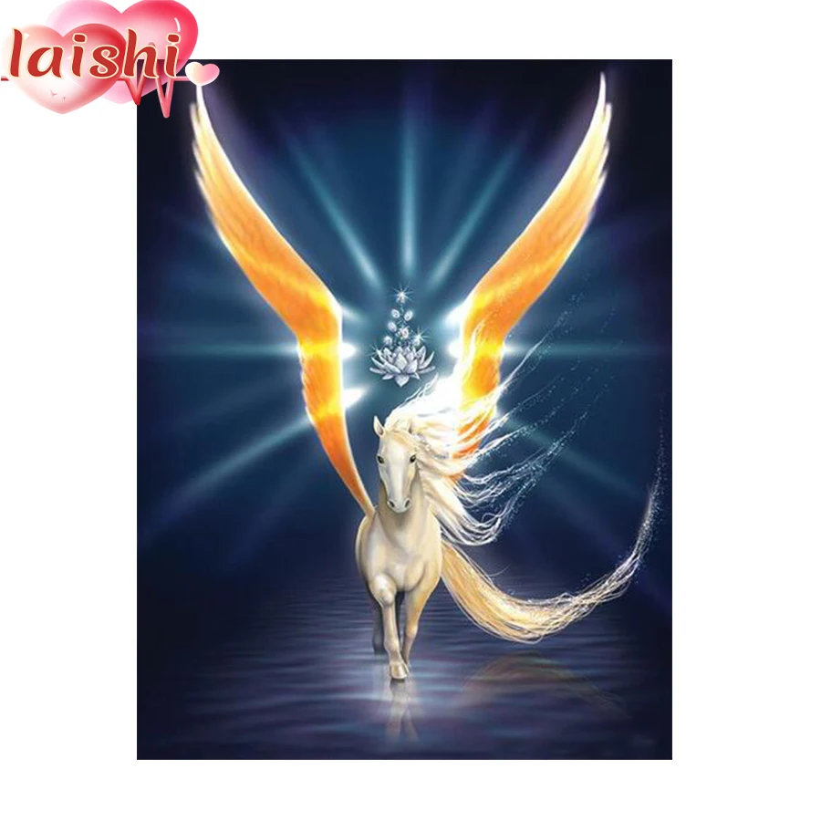 

Full diamond 5D diamond painting abstract horse wing water lotus embroidery cross stitch ornaments DIY handmade gift art picture