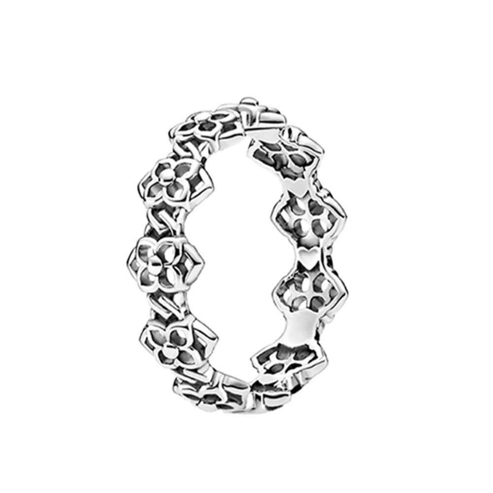 

925 Original Rose Petals Unadorned White Copper Silver-Plated Ring Vintage Jewelry Fit for Pandora Girls Gifts