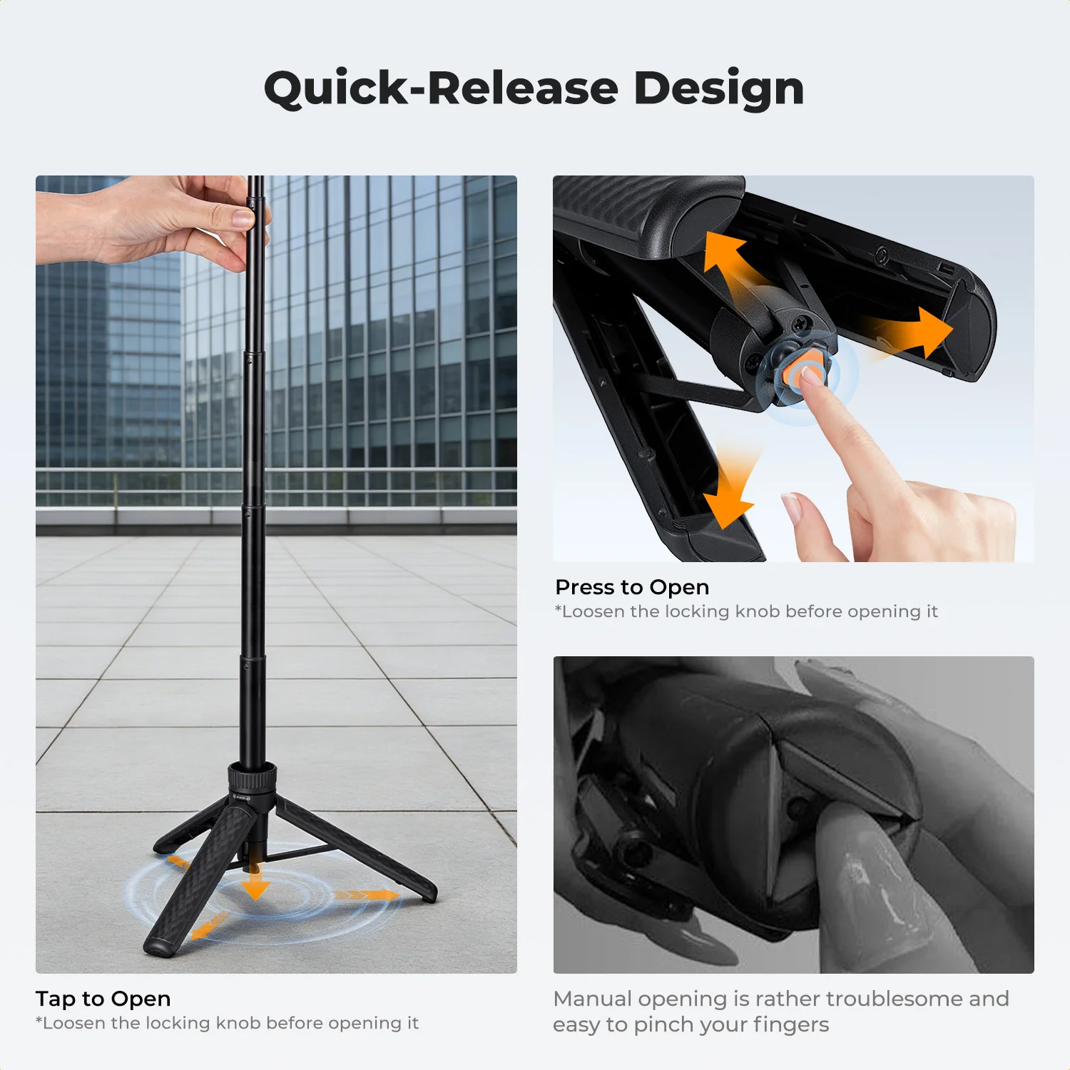 Фото Штатив K&F Concept MS-71 25,6 дюйма с функцией быстрого раскладывания для Insta360 x5, DJI Pocket 3 и Action 6 №2
