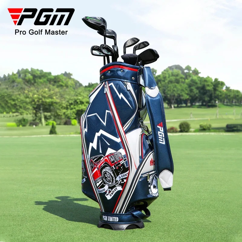 2022 NEW PGM  Luxury Men Golf Bag Standard Bagpack Can Hould 13pcs Clubs Waterproof Crystal Leather 3D Embroidered QB112