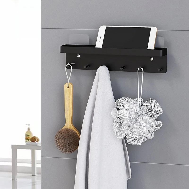 

6 Hooks Wall Rack Shelf Modern Clothes Storage Rack Hook Towel Coat Hanger Key Chain Shelf Glove Storage Rack