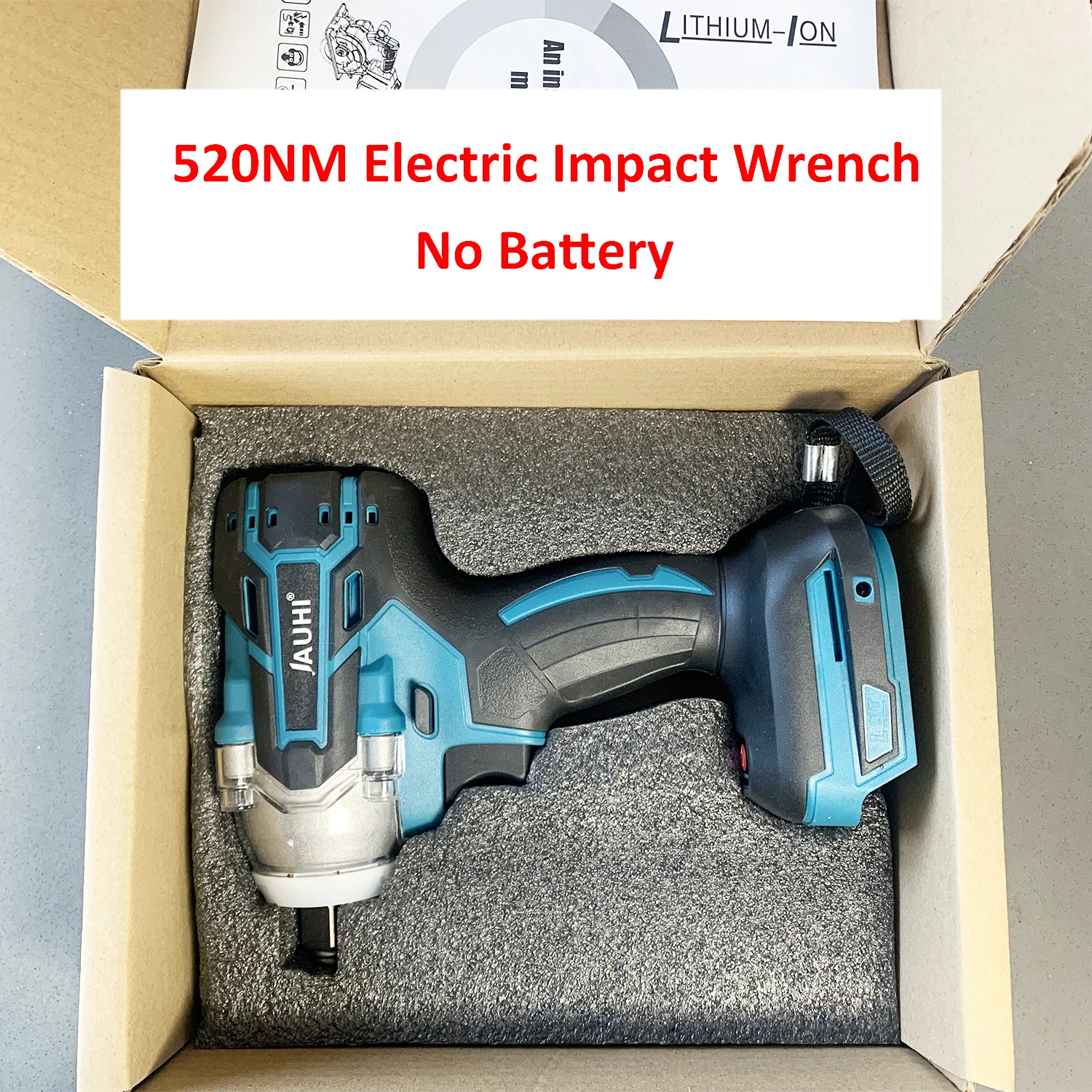

JAUHI 520N.M Бесщеточный электрический ударный гайковерт Аккумуляторный электрический ключ 1/2 дюйма для аккумуляторной отвертки Makita 18 В Электроинструменты