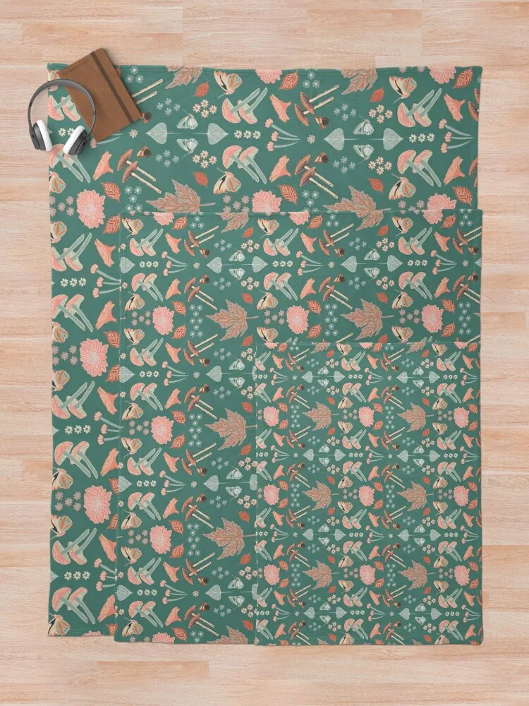 Цветы и грибы бабочки бирюзово-зеленое дамасское одеяло теплое зимнее