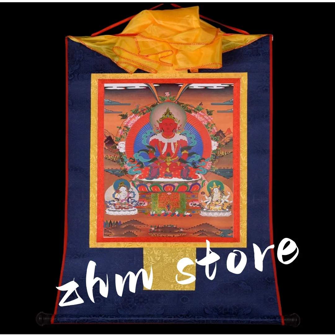 

Позолоченная тибетская тханка трех долголетия Будды