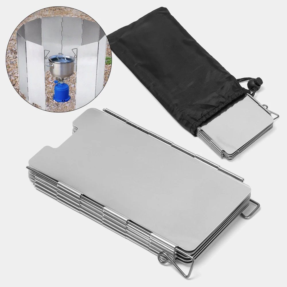 Защитный экран для газовой плиты приготовления еды на открытом воздухе для пикника и кемпинга, складной, ветронепроницаемый, один штука.