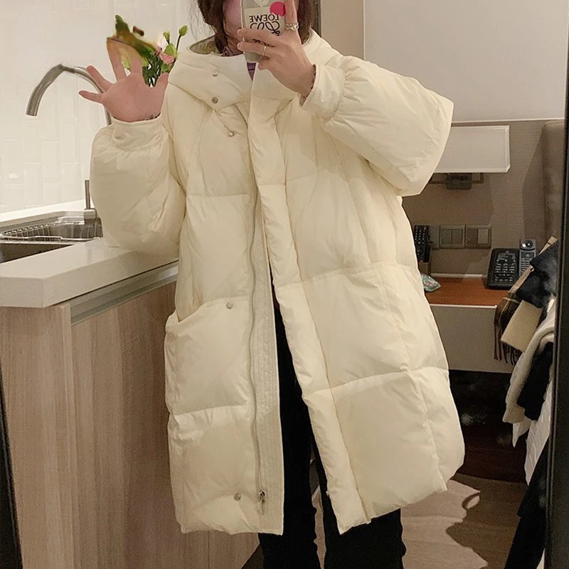 

Women's Down Feather Jackets Coat Winter Baggy Thickening Warm Bubble Long Oversized Female Puffer Cotton Padded Jacket Outwear