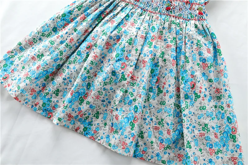 Spring Summer Baby Girl Smocked Vintage Dress Newborn Print Floral Dresses Infant Princess Party For Toddle 1-5Years | Детская одежда и