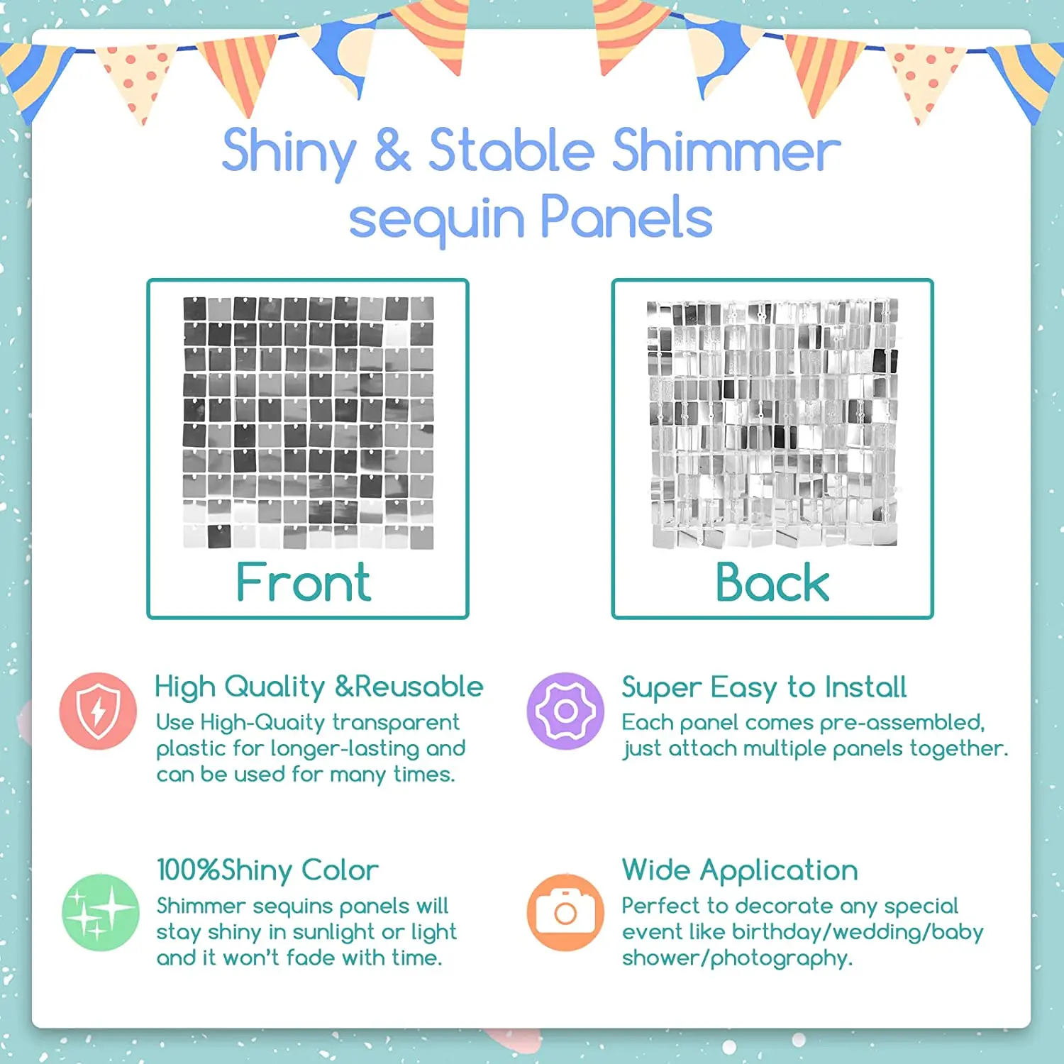 Mehofond серебряные блестки настенная панель фон 30x30 см мерцающий Блестящий Фон для