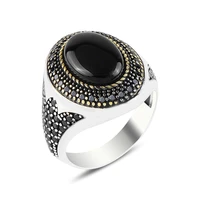 european and american fashion punk inlaid black zircon retro ring new personality to attend the banquet mens ring jewelry ring