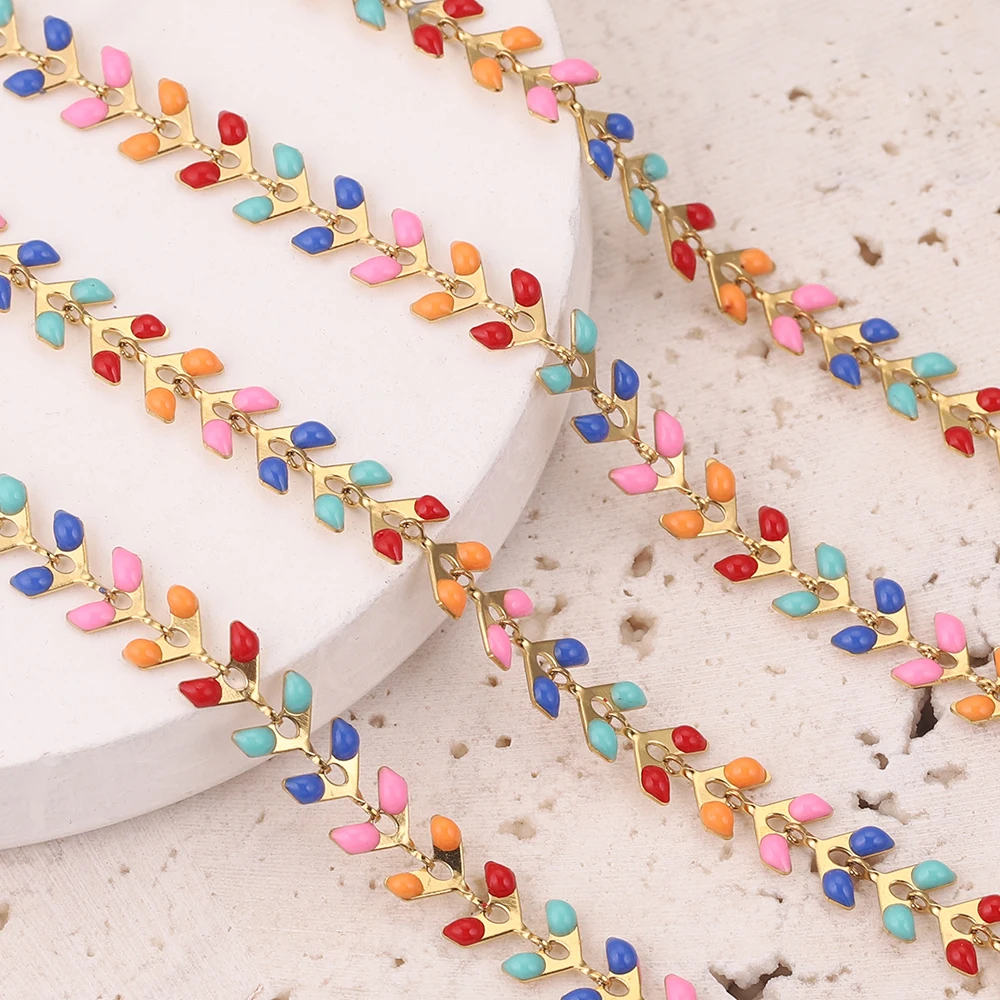 

1 Meter 6mm Width Stainless Steel Airplane Enamel Chains with Mixed Color for DIY Bracelet Necklaces Jewelry Making Supplies