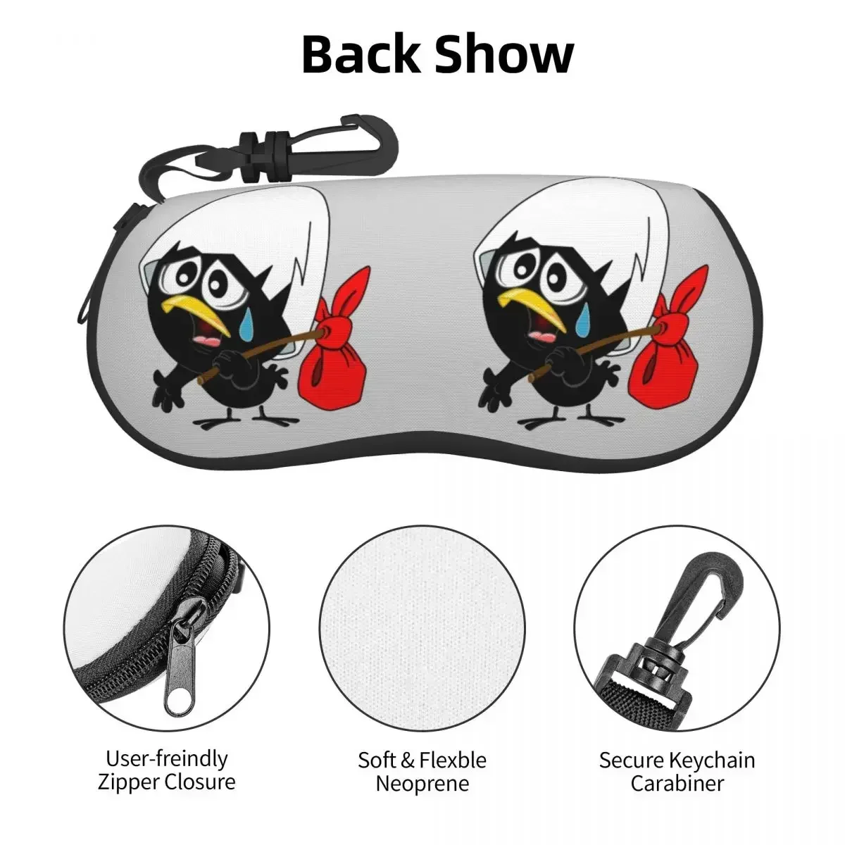 Пользовательский грустный черный куриный футляр для очков Calimero Shell унисекс